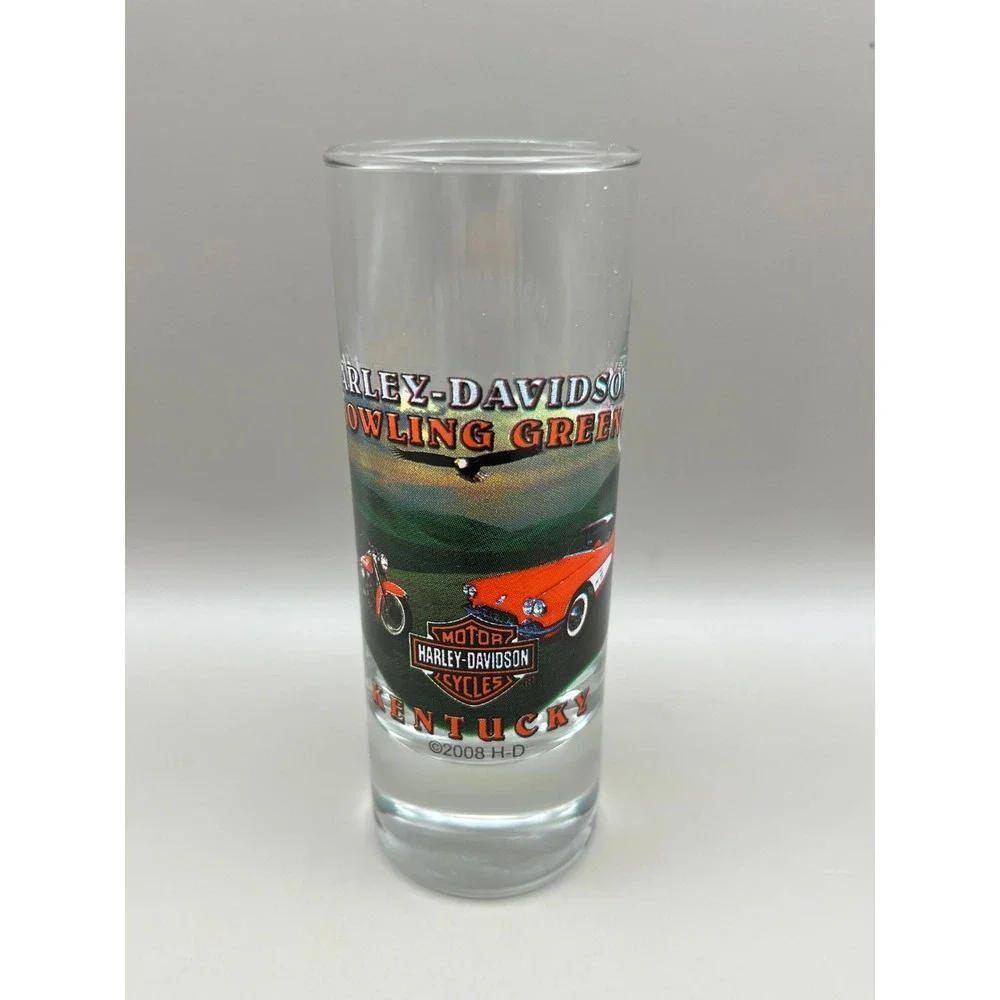 Harley-Davidson Bowling Green Kentucky Shot Glass 2008 Corvette Eagle Shooter